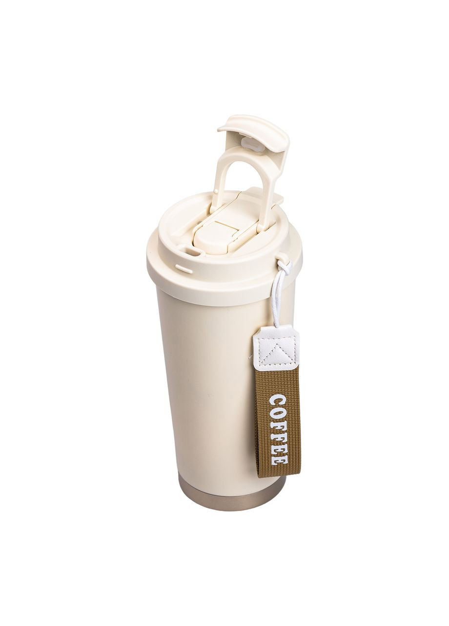 Термочашка Coffee з нержавіючої сталі з ремінцем 500 мл бежева HP-14-17BE Yiwu (353504083)