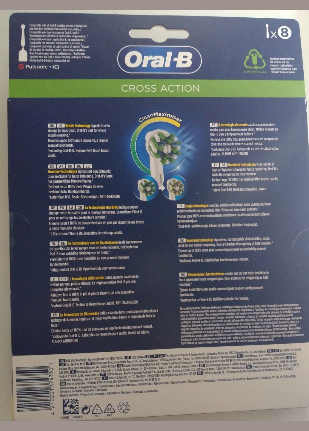 Змінні насадки Cross Action White 8 шт Oral-B (314524500)