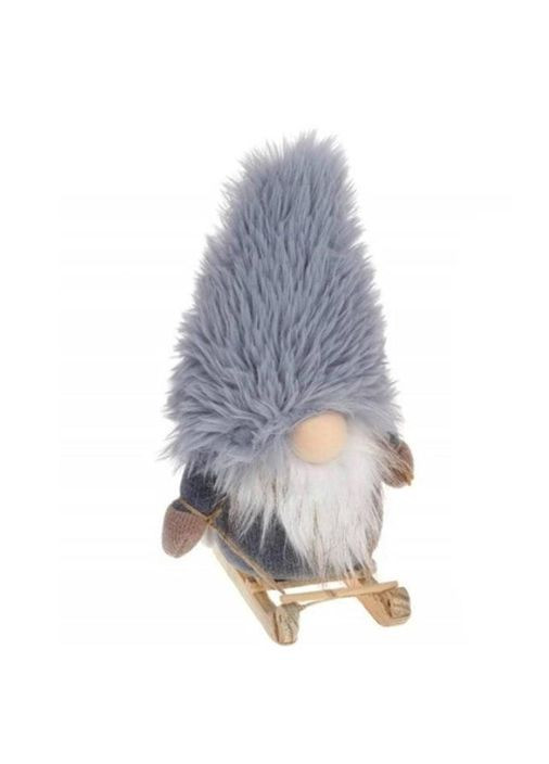 Фігурка м'яка новорічна Гном на санках з LED-підсвіткою сірий 33 см. 12834 Flora (360639806)