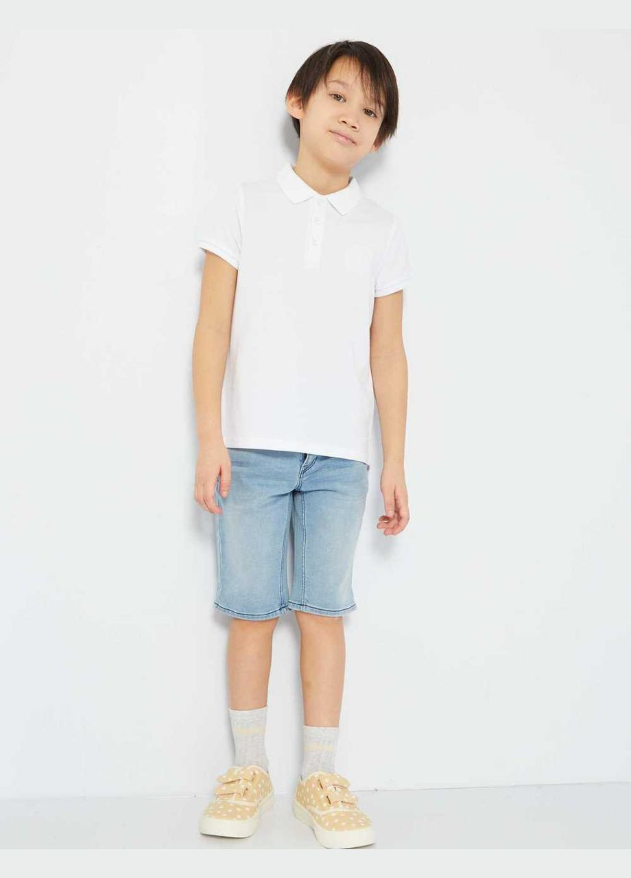Белая детская футболка-поло лето,белый, для мальчика Kiabi