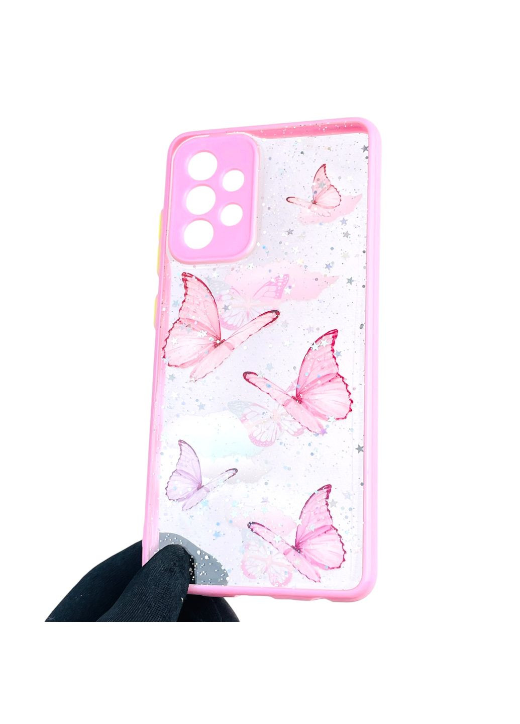 Чохол для Galaxy A52 5G (SM-A526) з блискітками з метеликами на самсунг а52 5г рожевий Samsung (366387233)