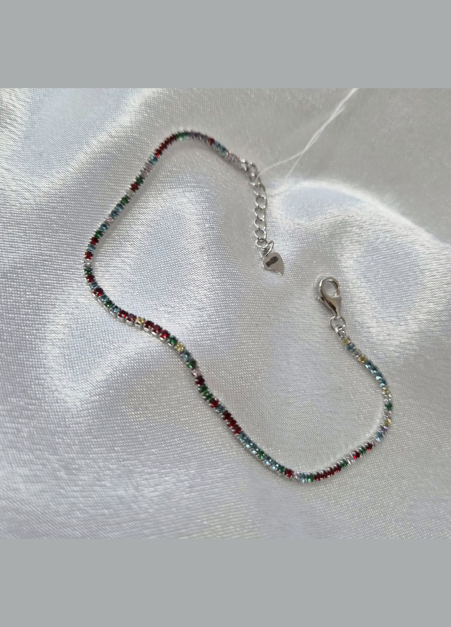 Серебряный браслет Дорожка с Разноцветными камнями 17 - 20 см серебро 925 пробы Родированное 6101р 2.53г Nobrand (363969281)