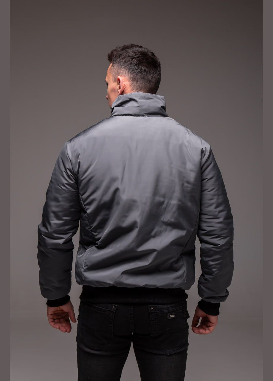 Сіра демісезонна утеплена куртка-бомбер на синтепоні Vakko