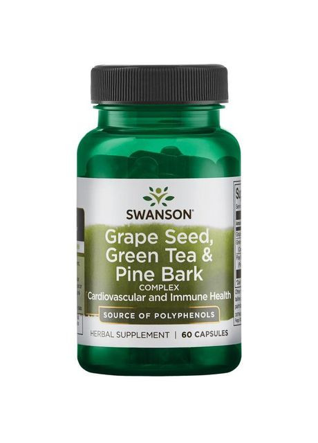 Антиоксидант виноградна кісточка зелений чай соснова кора,, 60 капсул Swanson (364311056)