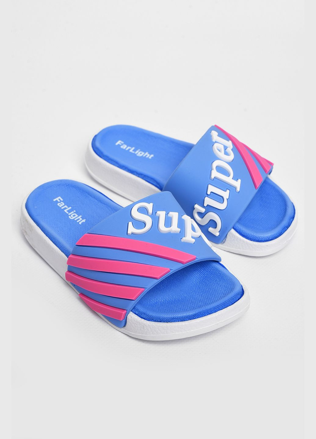 Шльопанці дитячі блакитного кольору з написом Let's Shop (297128352)