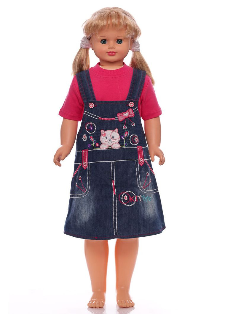 Рожева сарафан з футболкою джинсовий котик рожевий 92 см (32620) BABYKROHA (323470179)