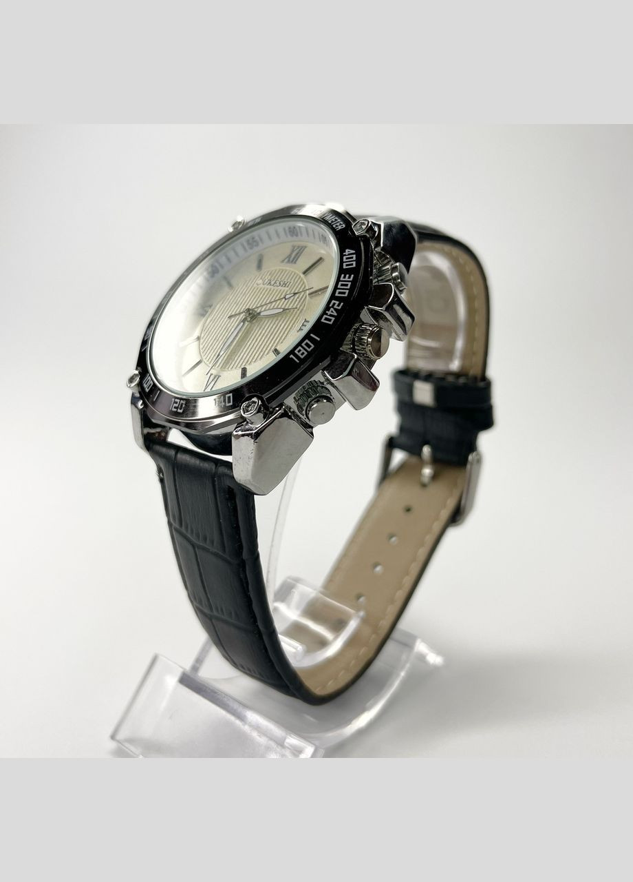 Часы наручные CUKESHI Мужские цифры метки механизм кварцевый ремешок Эко кожа Черные Geneva (316535918)