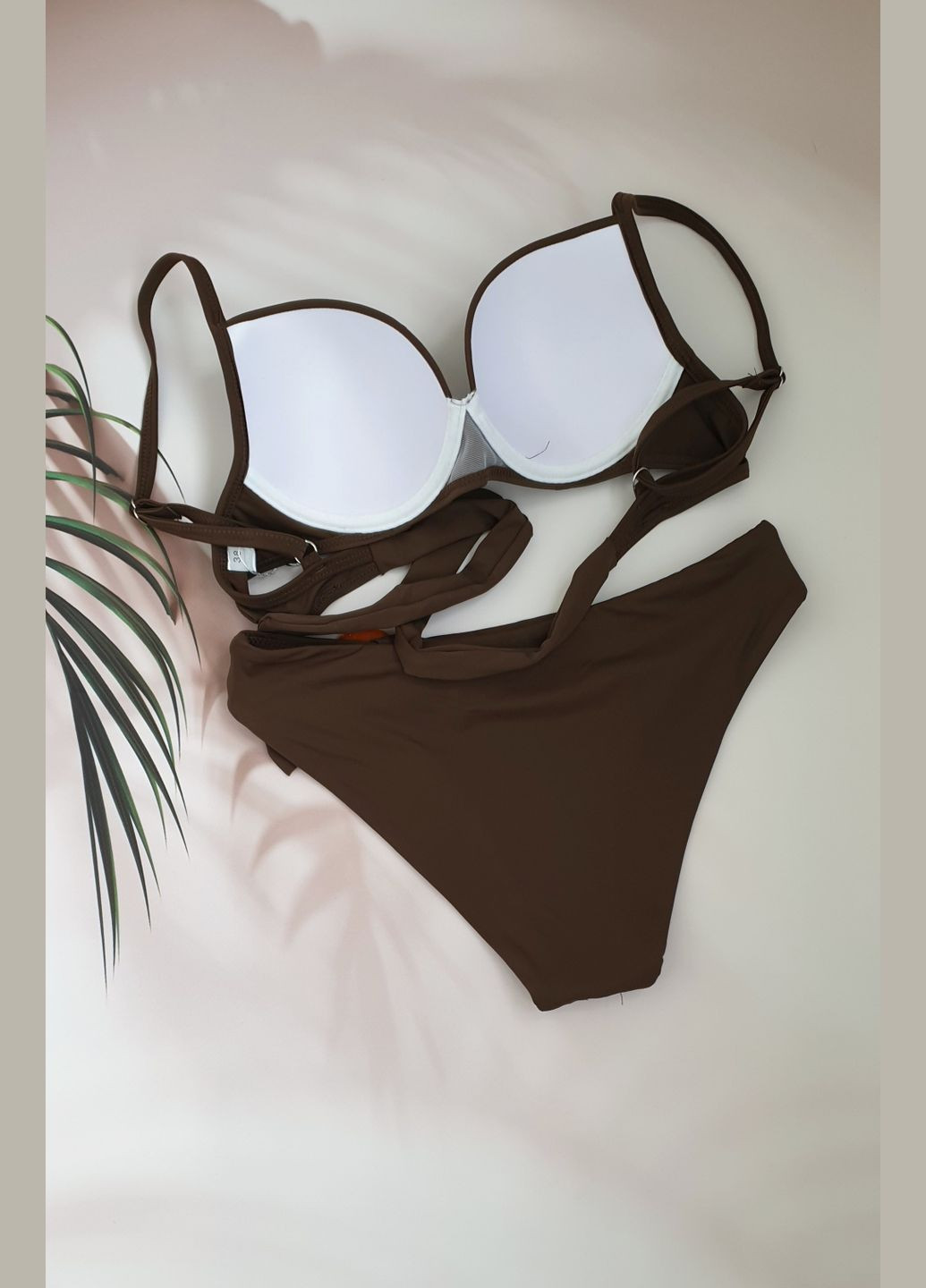 Коричневий літній жіночий роздільний купальник роздільний No Brand
