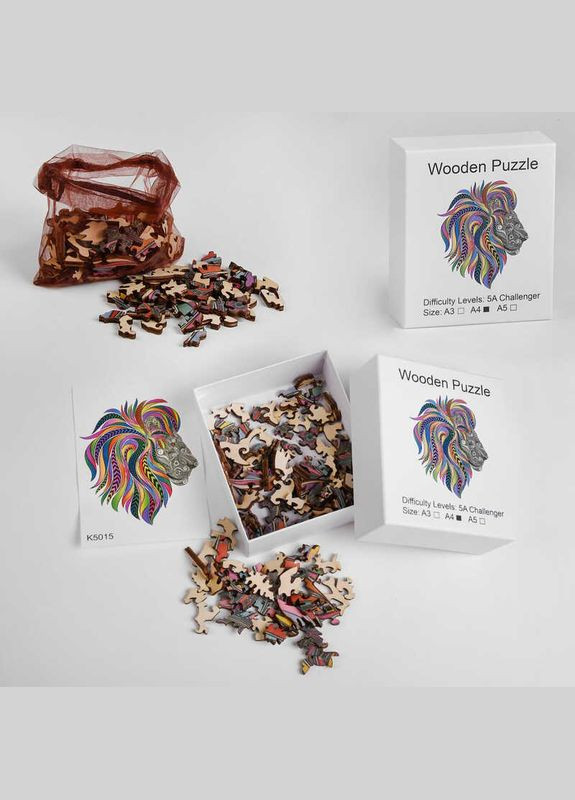 Пазлы деревянные К 5015 (100) "Лев", фигурные, формат А4 (6900066366949) No Brand (292708539)