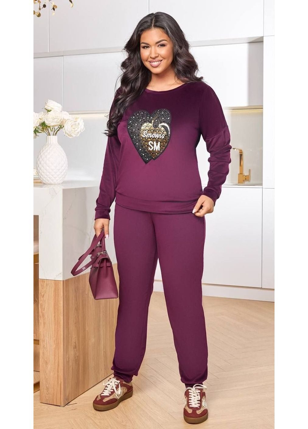 Костюм (свитшот, брюки), цвет Бордовый Fashion (361668280)