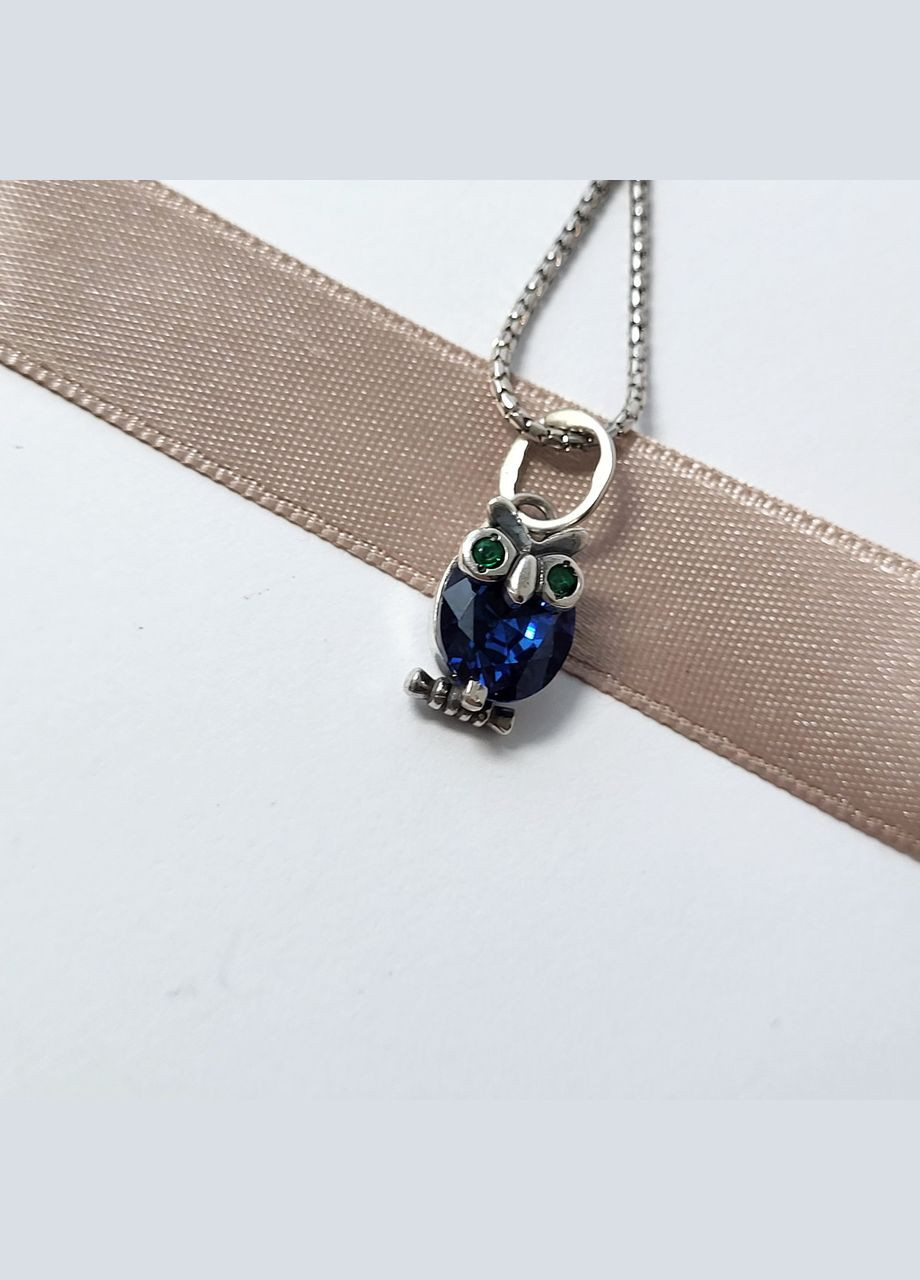 Серебряная подвеска подвес Сова с Синим камнем серебро 925 пробы 33018 1.30г No Brand (306741439)