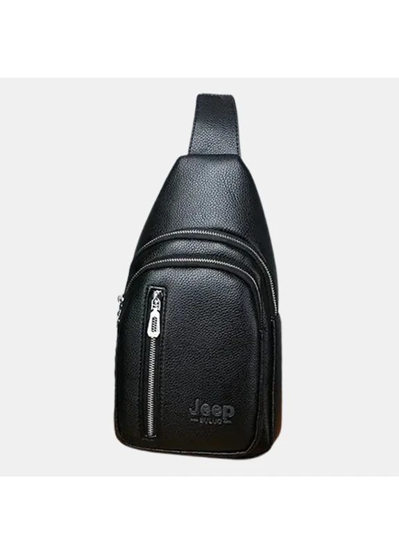 Сумка слинг мужская нагрудная из экокожи черная Jeep (394176344)