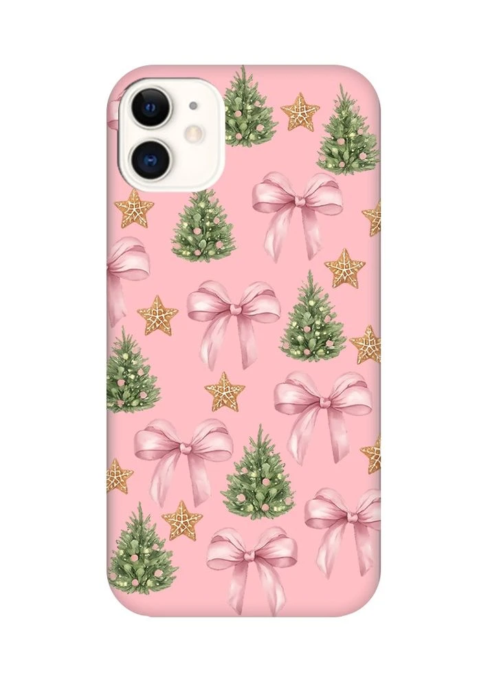 Матовий рожевий чохол на Apple iPhone 11 (6.1) Різдвяний фон (принт 427) Creative (400773655)