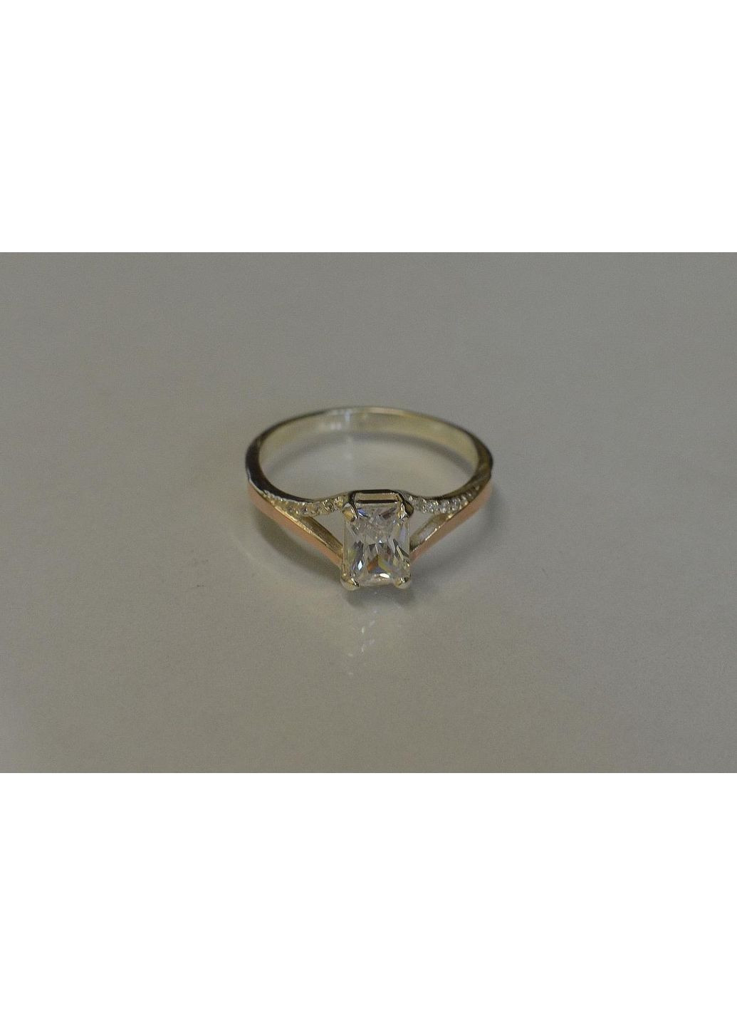 Срібна каблучка з золотими пластинами і фіанітами Silver Style (367268408)