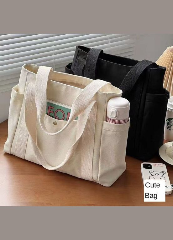 Шопер из ткани эко женская сумка шоппер для покупок без принта на молнии экосумка стильный экошоппер 32х30х10 No Brand (317959739)