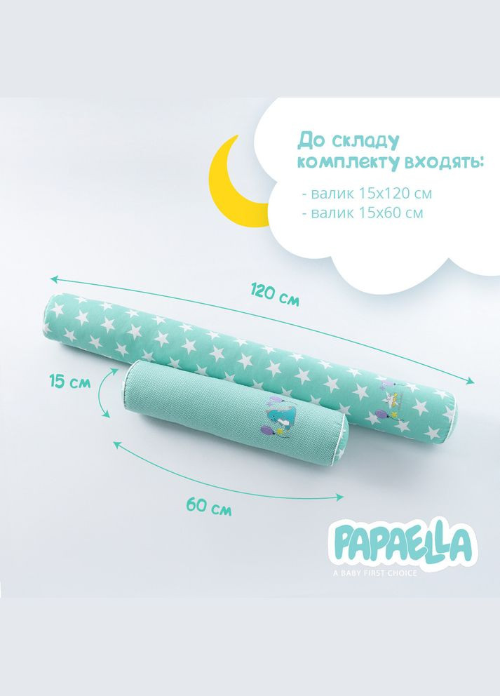 Бортик валик защитный мультифункциональный 60х15 см 120х15 см в детскую кроватку мята PAPAELLA (367727637)