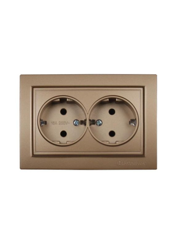 Розетка двойная с заземлением 16A, термопластик, Enzo роскошное золото Electro House (346087087)