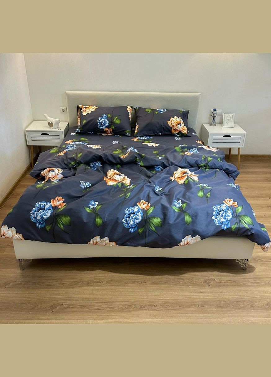 Постельное белье “ ”,Поликотон,Темно-Синий,Семейный, P-0121 Lelit (308071792)