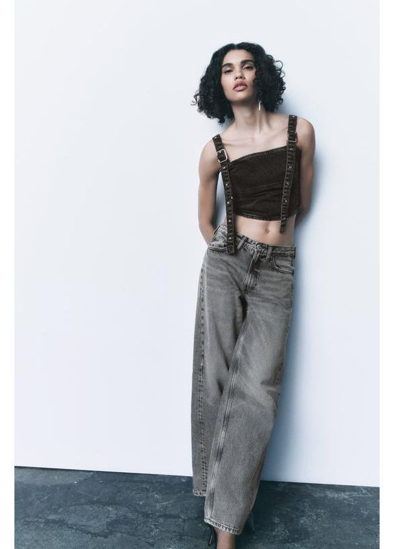 Джинсовий топ trf із пряжками Zara (360895067)