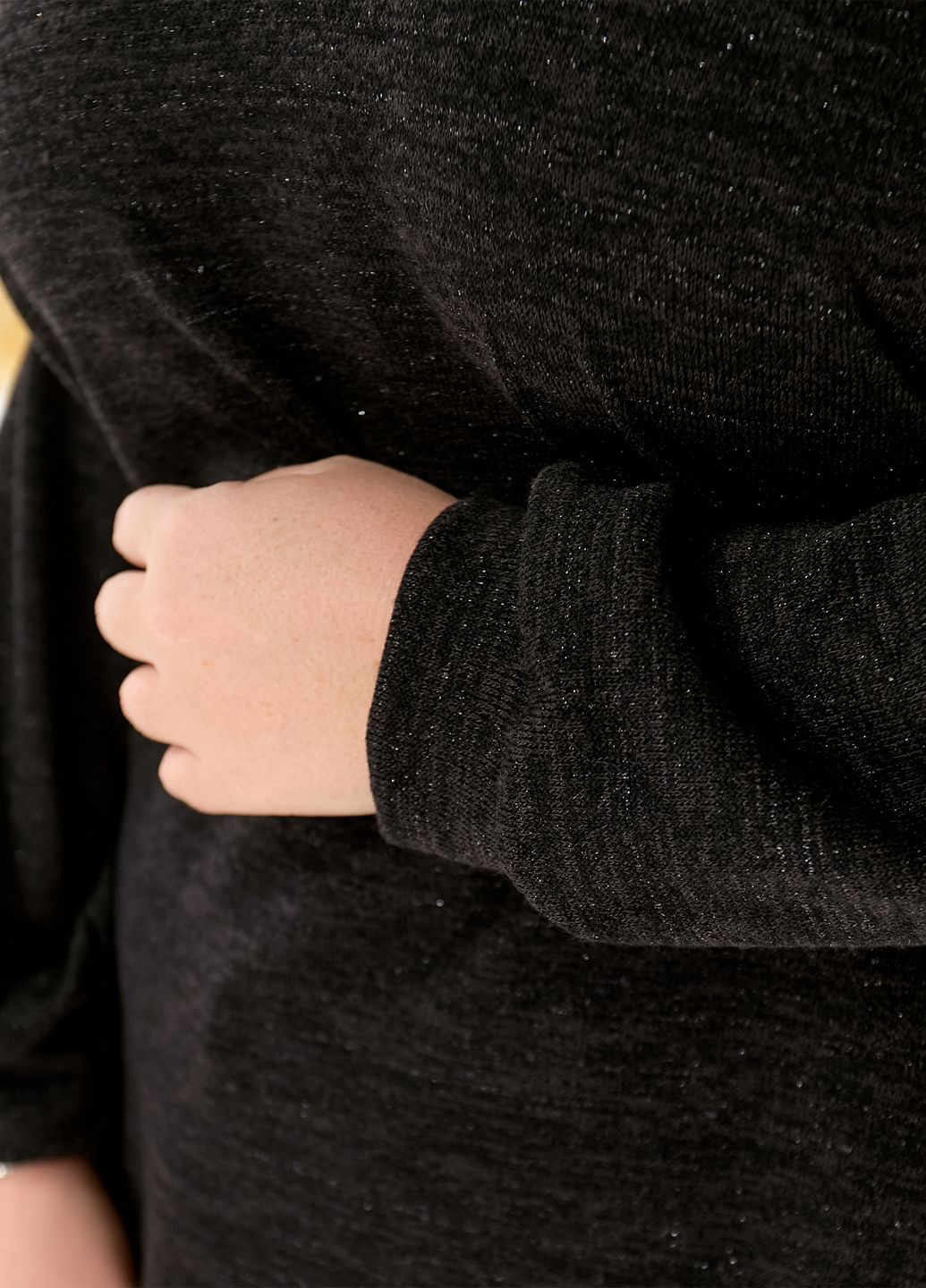 Чорний демісезонний жіночий пуловер в'язаної фактури оверсайз фасону пуловер No Brand