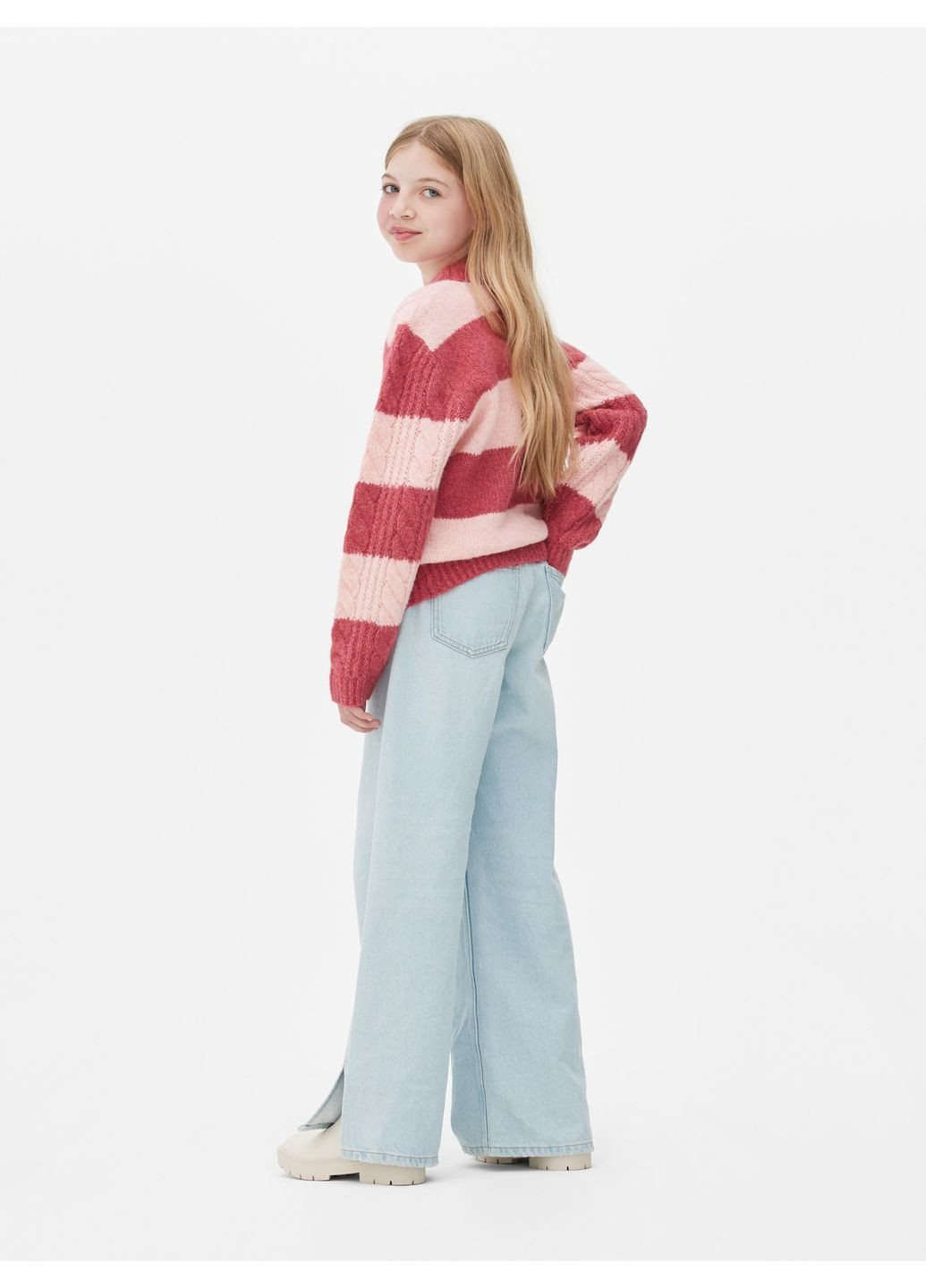 Розовый джемпер зима,розовый в полоску, Primark