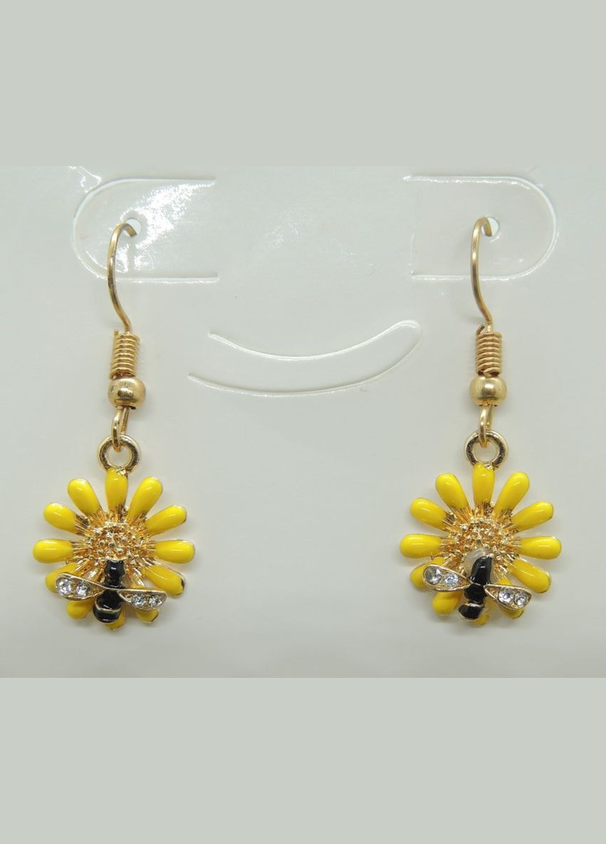 Милі жіночі золоті сережки, Жовті керамічні сережки у вигляді квітки і бджілки, Betsey Johnson Liresmina Jewelry (285111050)