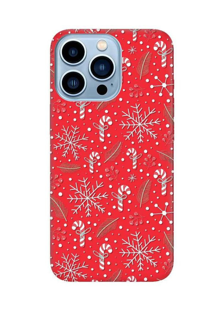 Матовий червоний чохол на Apple iPhone 13 Pro Max Новорічний фон (принт 199) Creative (362964557)