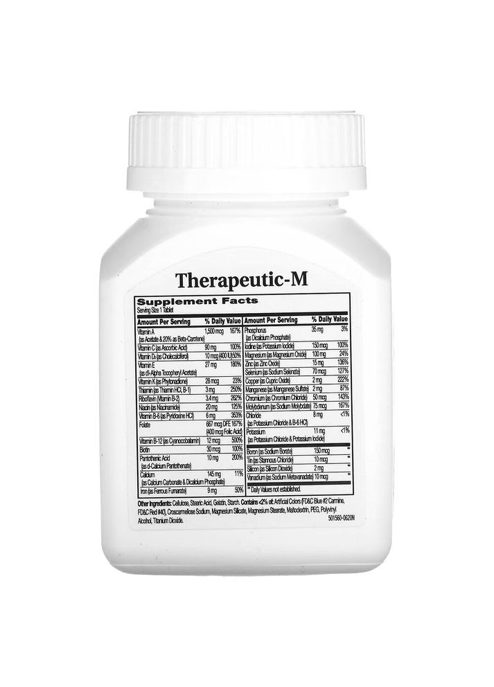 Вітаміни та мінерали Therapeutic-M, 130 таблеток 21st Century (322238731)