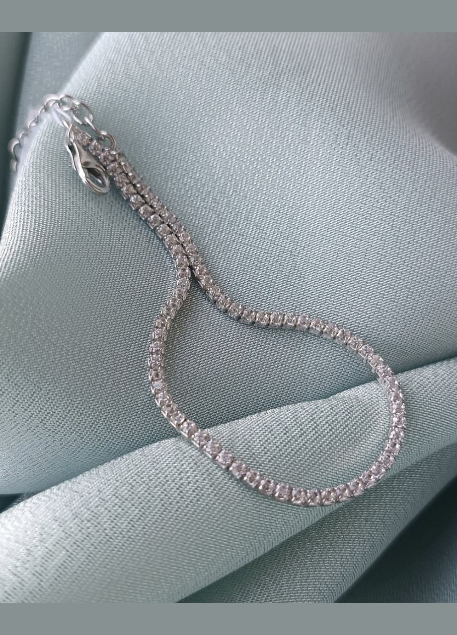 Срібний жіночий браслет Доріжка в Білих каменях 17 - 20 см срібло 925 проби Родоване 6101р 3.73г No Brand (306854788)