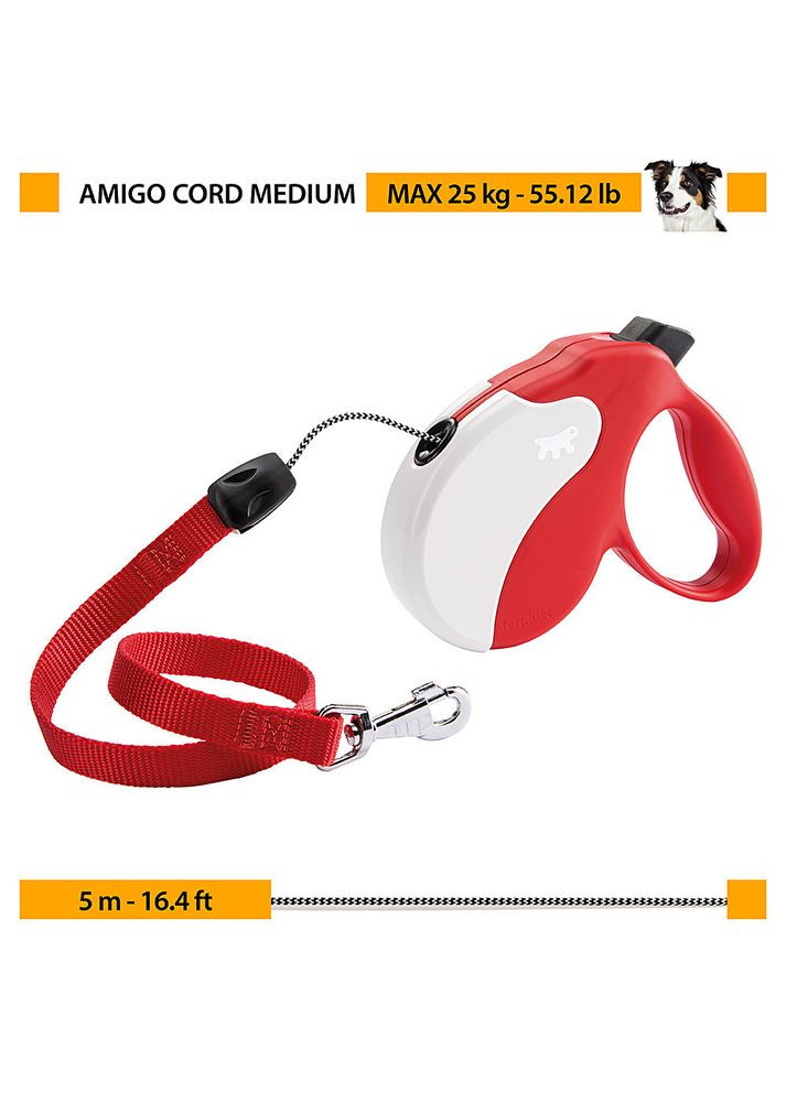 Поводир - рулетка для собак з шнуром Amigo Cord (Ферпласт Аміго Корд) 15 x 3.6 x h 14 cм - M, Синій Ferplast (298053768)