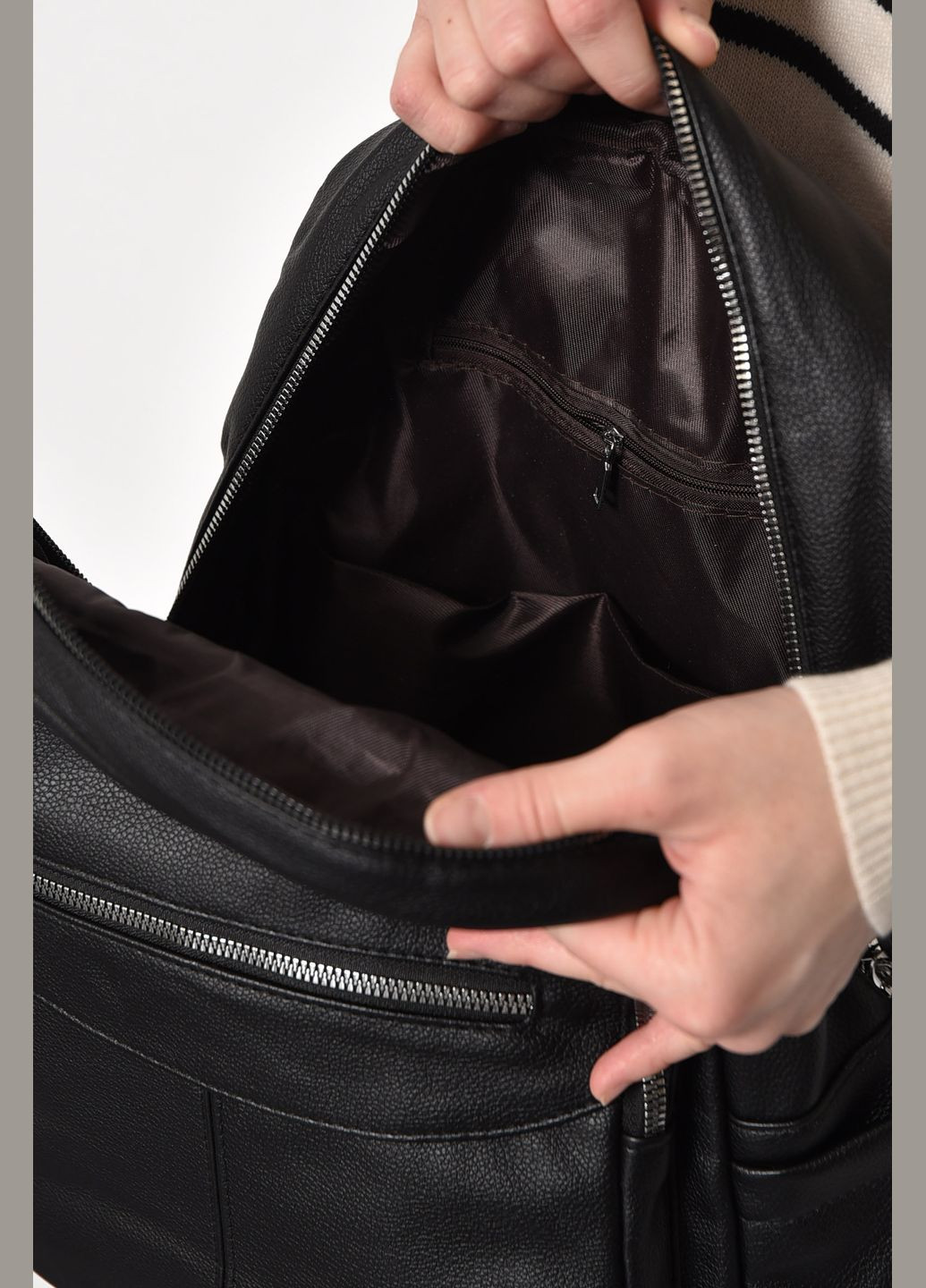 Рюкзак женский из экокожи черного цвета Let's Shop (278761245)