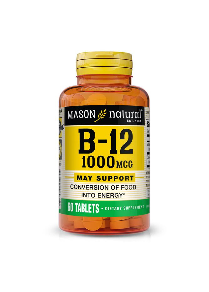 Вітаміни та мінерали Vitamin B12 1000 mcg, 60 таблеток Mason Natural (322210011)