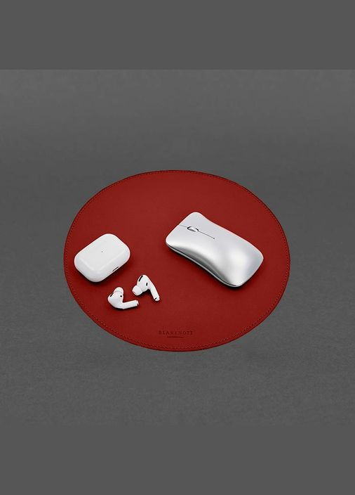 Круглый коврик для мышки из натуральной кожи красный краст (A-028472) BlankNote (330144469)