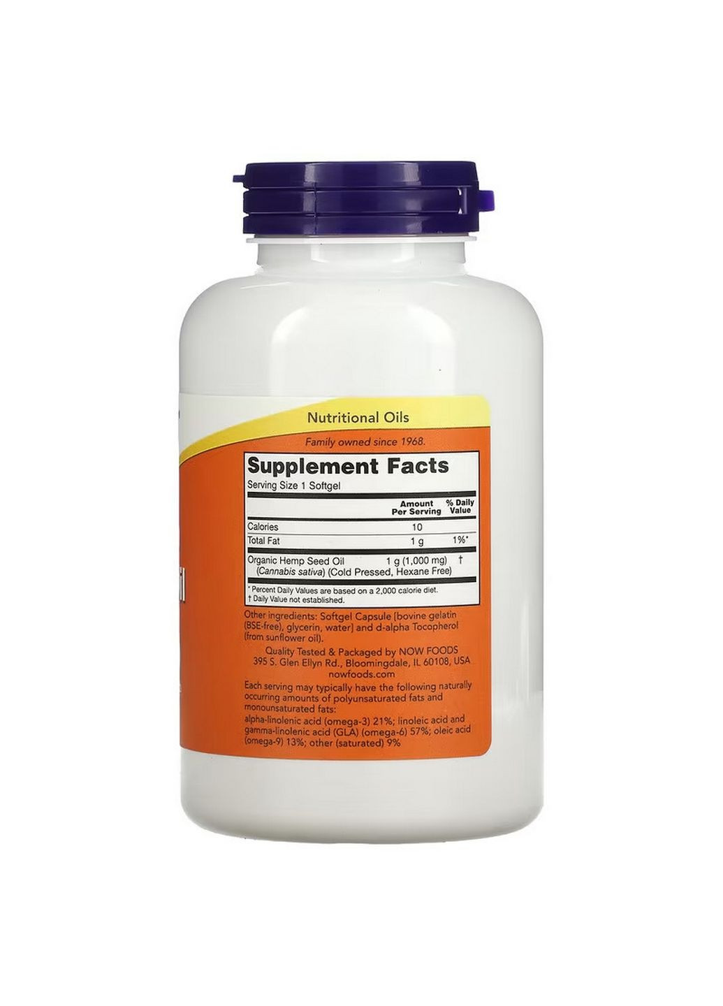 Натуральная добавка Hemp Seed Oil 1000 mg, 120 капсул Now (293417613)