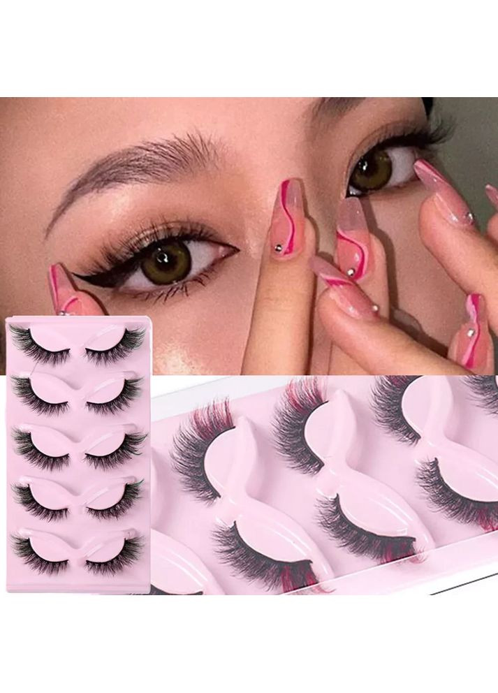 Набір Оригінал Кольорові базаторазові вії 5 пар Лисички + Маркер для надягання Magnetic Lashes (366668584)