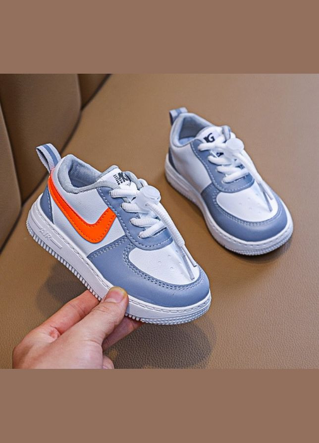 Цветные всесезонные детские кроссовки air белые с оранжевыми полосками No Brand