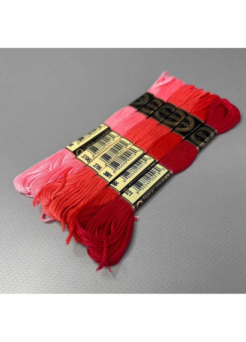 (6 шт по 8м) Набір муліне Airo (нитки для вишивання) - ягідний мікс (3708-321) Plus-plus (352750061)