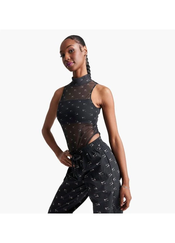 Комбинезон Air Printed Mock Neck Mesh Bodysuit Black DV8243-010 Nike (394075398)