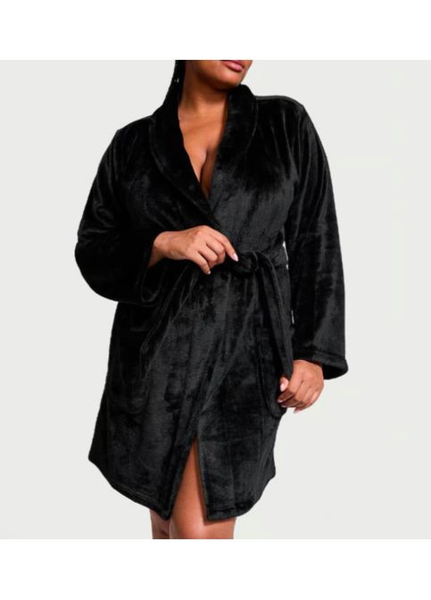 Халат флісовий чорний плюшевий Short Cozy Robe Victoria's Secret (361148506)