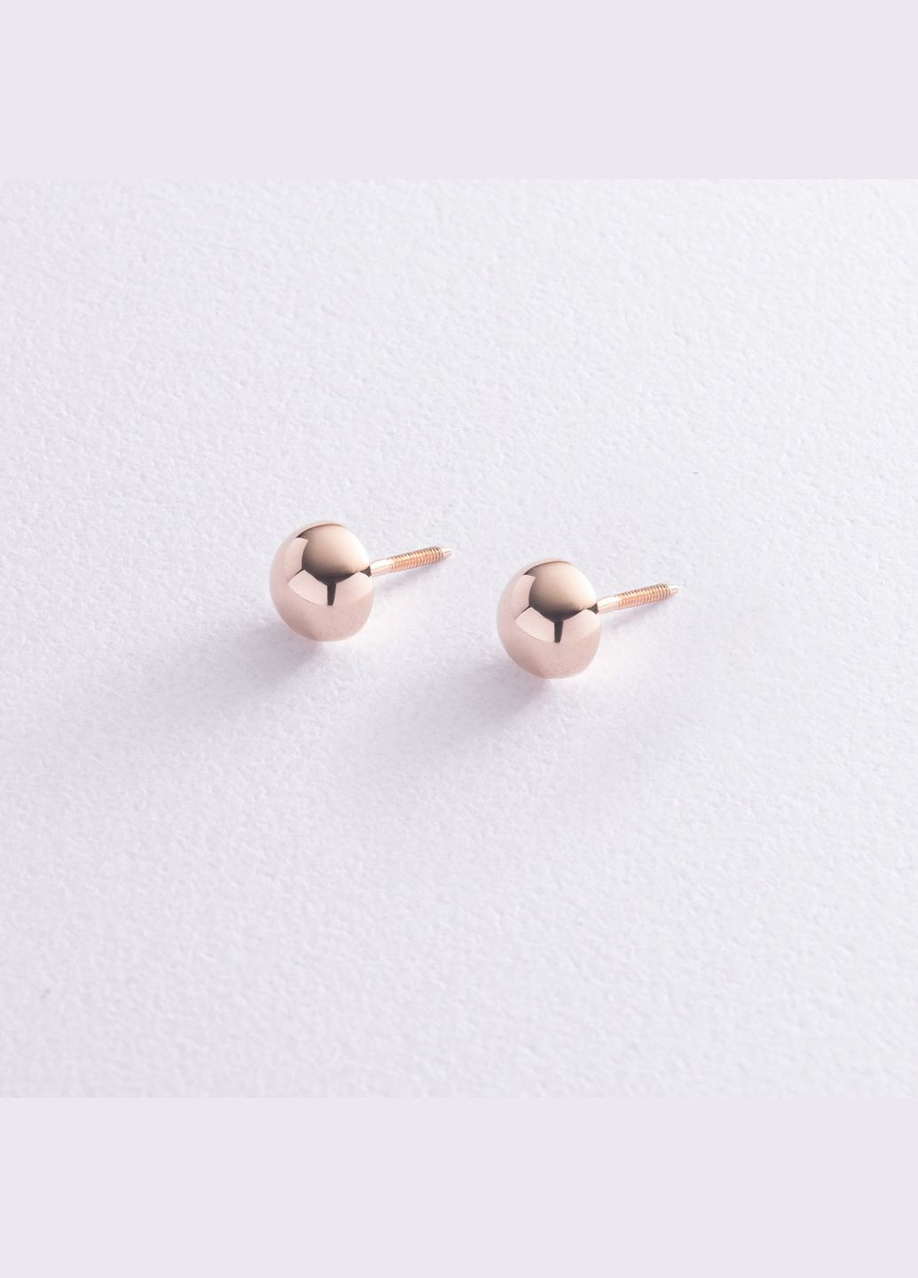 Серьги - пусеты Полусфера в красном золоте (0.7 см) с01570 Oniks (264022370)