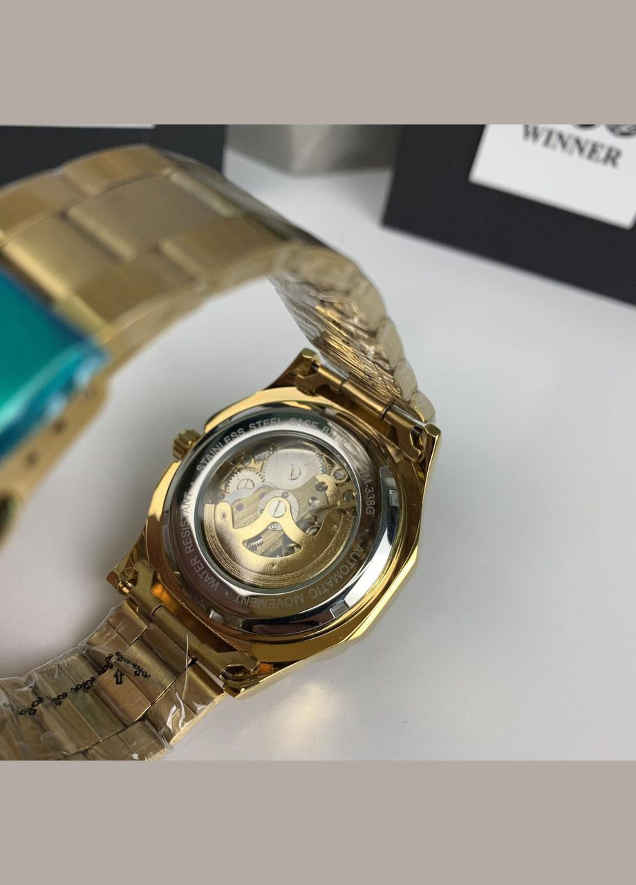 Якісні чоловічі механічні годинники GMT-1159 Gold золото, наручний годинник Віннер скелетон 2022(BRT) Winner (336551786)
