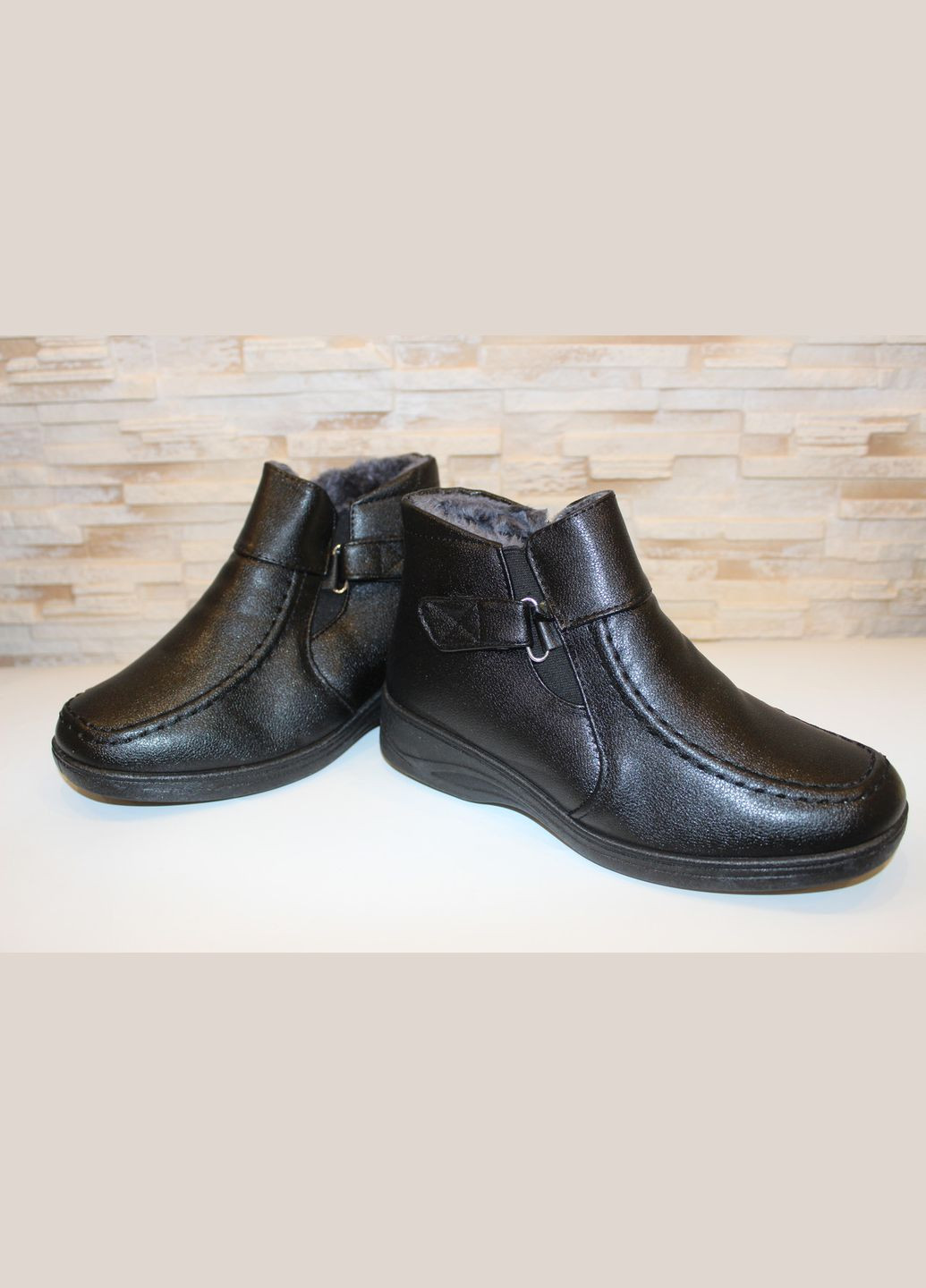 Зимние ботинки женские зимние черные челси No Brand без декора из искусственной кожи