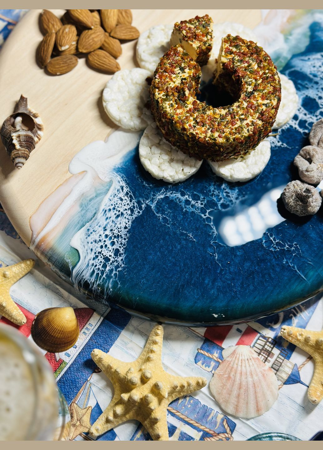 Деревянный набор для сервировки с эпоксидной смолой и морем KorriArt (315391433)