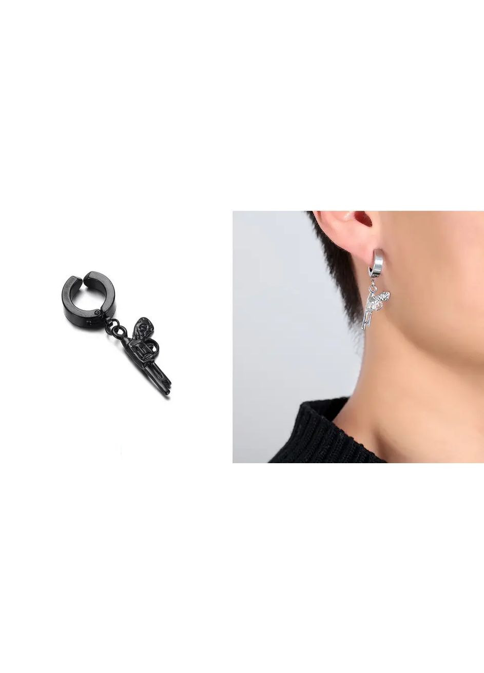 Чоловічі сережки-кліпси з пістолетом на одне вухо без проколу No Brand (338228677)