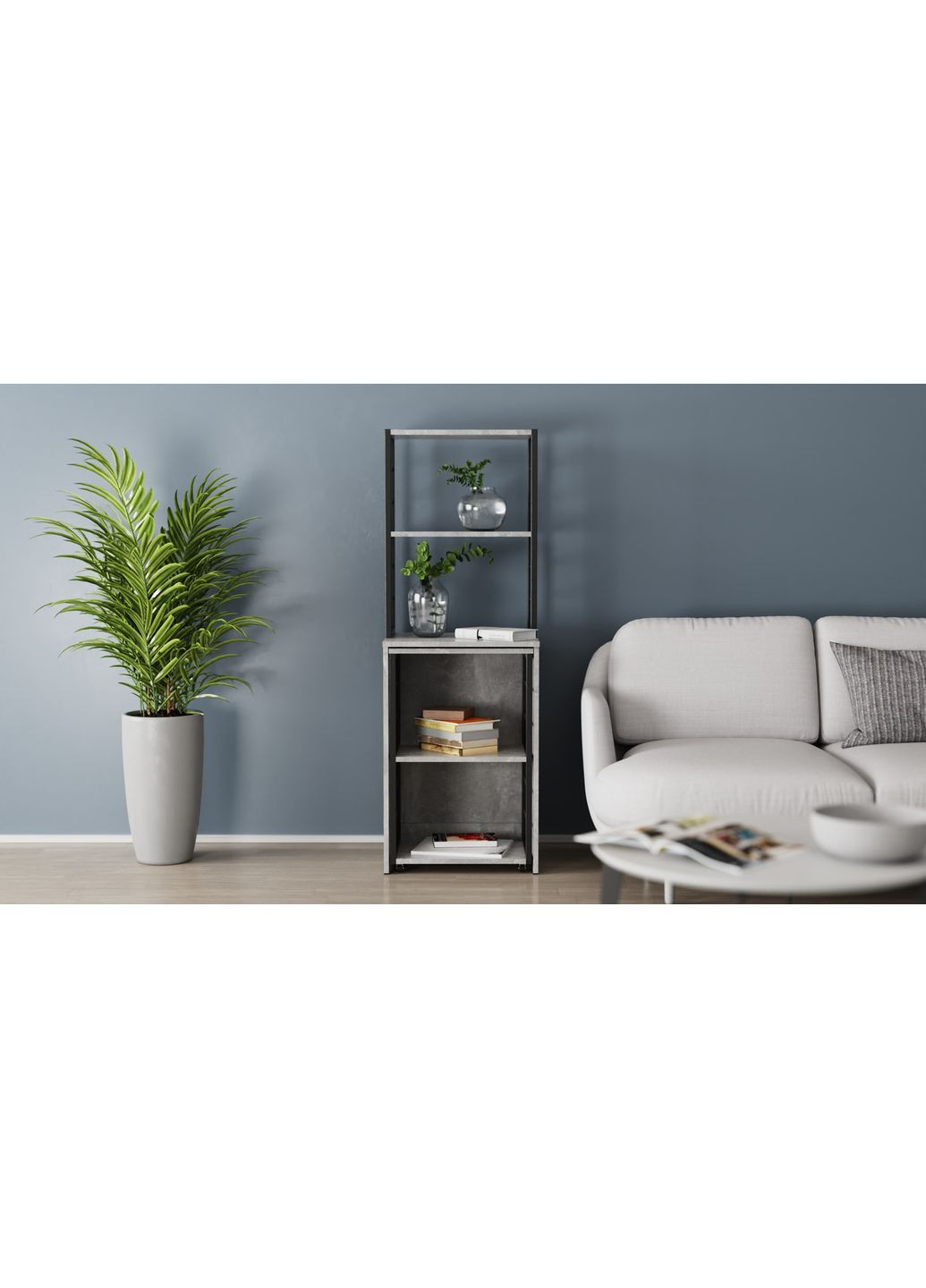 Стол-тумба трансформер Смарт 3/1 с этажеркой 1430x1450x500 металл ДСП Бетон 16 мм (FRD-105115) Ferrum-decor (365444990)