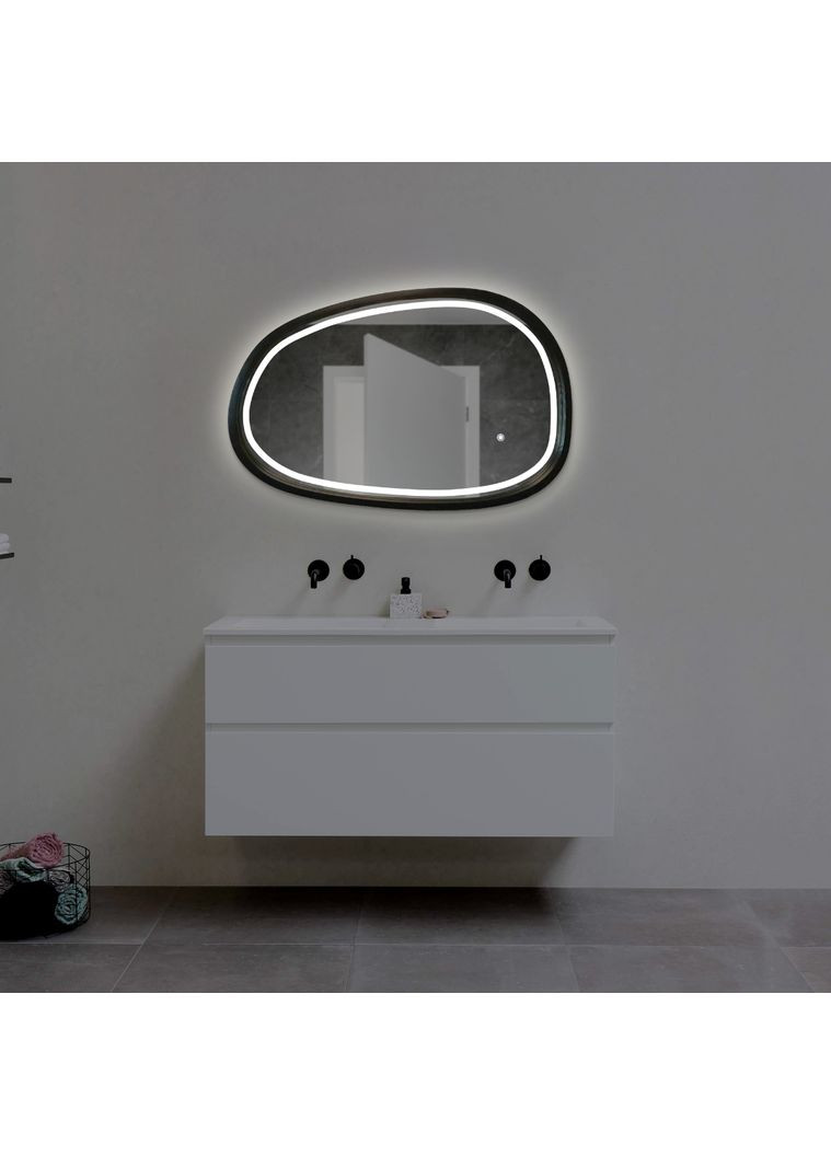 Зеркало ассиметричное деревянное с LED-подсветкой Black Ясень 55x85 см. Luxury Wood Dali (369547148)