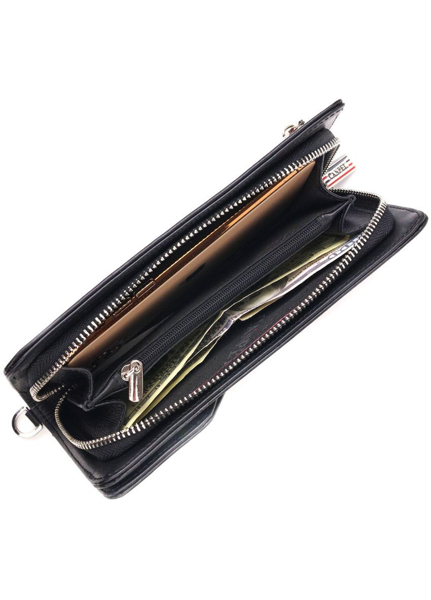 Практичне портмоне клатч із натуральної гладкої шкіри 21540 Чорне Canpellini (298571514)