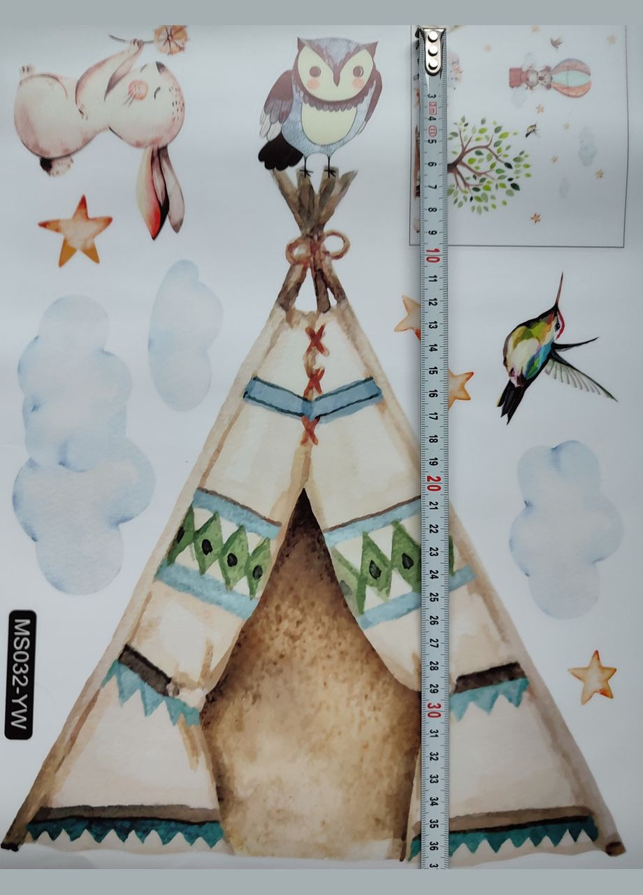 Наклейки для дитячої кімнати Коала на повітряній кулі звірі в лісі (лист 60 х 60 см) Б171 No Brand (302242932)