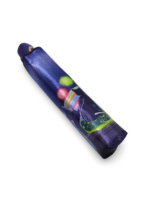 Фіолетова парасолька автомат frei regen №9072 жіноча на 9 спиць сатиновий купол з принтом дощ з кішкою фіолетовий середня система антивітер (301422800)