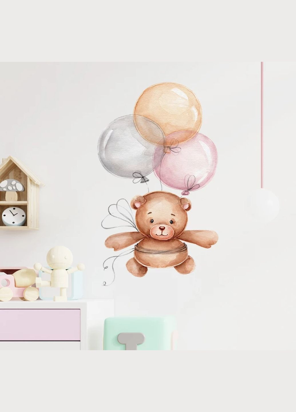 Вінілова наклейка на стіну в дитячу Ведмедик на повітряних кульках (лист 45 х 60 см) Б194-24 No Brand (302241984)